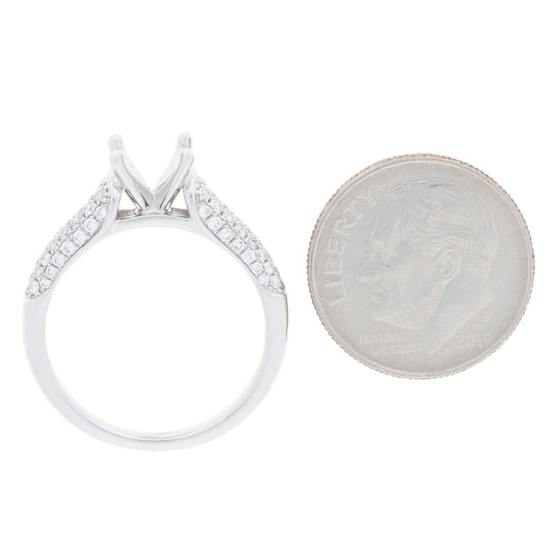 Women's Semi-Mount Engagement Ring, 14 Karat White Gold for Center with Diamonds