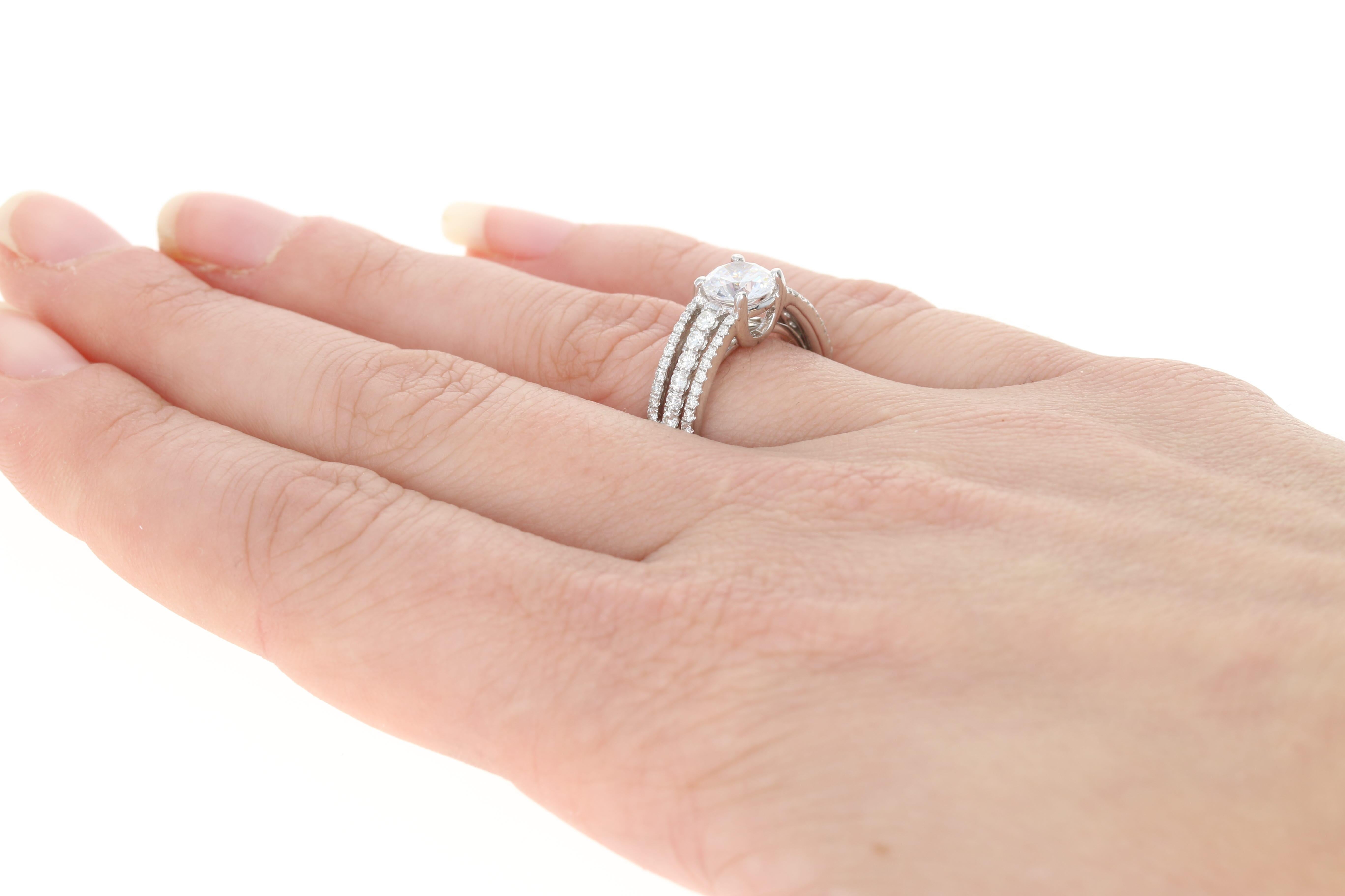 Neuer halbmontierter Verlobungsring, 18 Karat Gold Diamanten runder Brillant 0,48 Karat im Zustand „Neu“ im Angebot in Greensboro, NC
