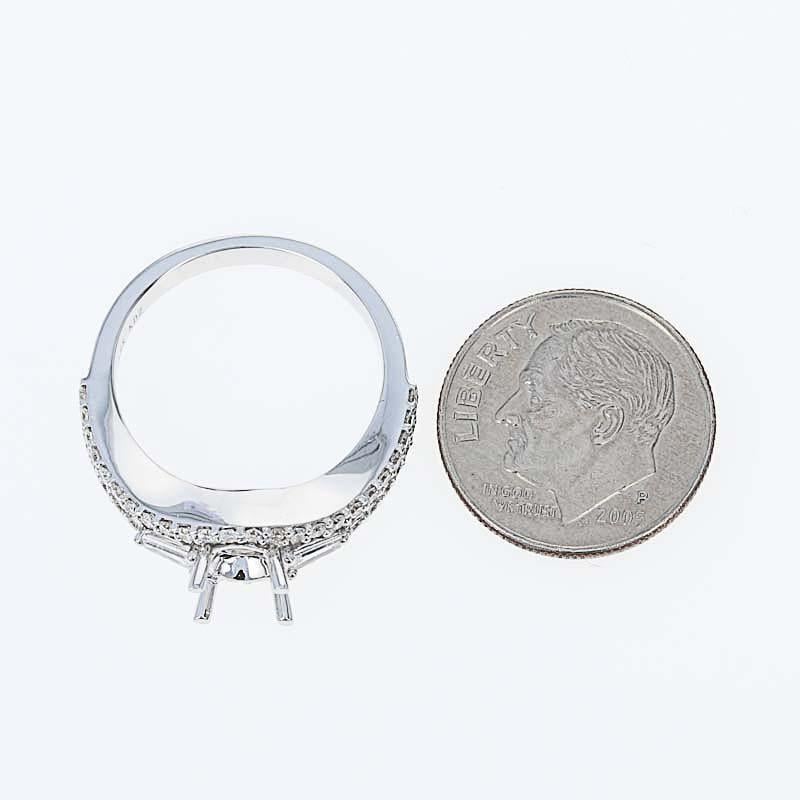 Women's Semi-Mount Engagement Ring, 18 Karat Gold for Center Diamond Accents .56 Carat