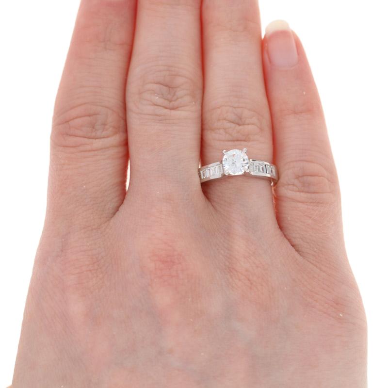 Baguette Cut New Semi-Mount Engagement Ring, 18k Gold for Center w/ Baguette Diamonds For Sale