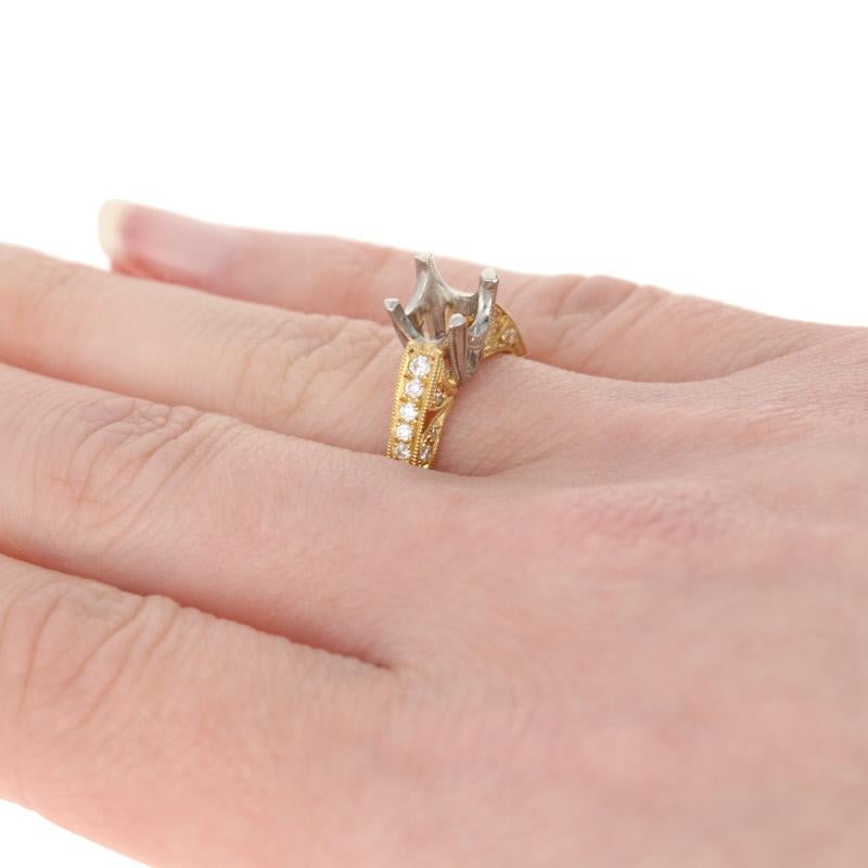Women's New Semi-Mount Engagement Ring, 18k Gold & Platinum Fits w/Dias .33ctw For Sale