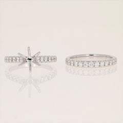 Semi-Mount Ring and Wedding Band 14 Karat Gold with Diamond Accents .89 Carat