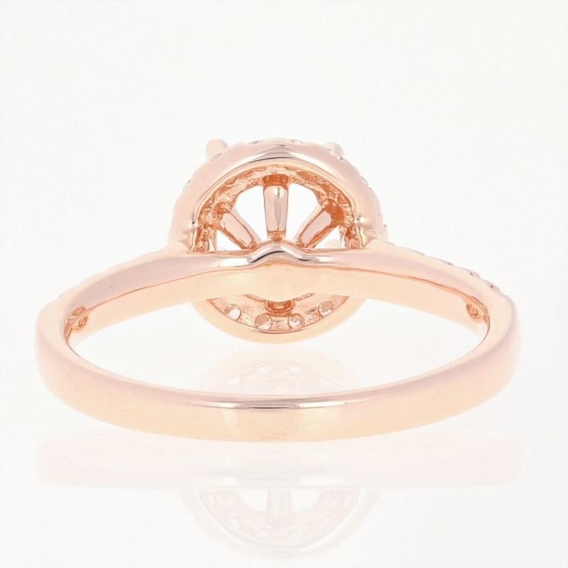Round Cut Semi-Mount Halo Engagement Ring, 14 Karat Gold Round Diamonds .31 Carat