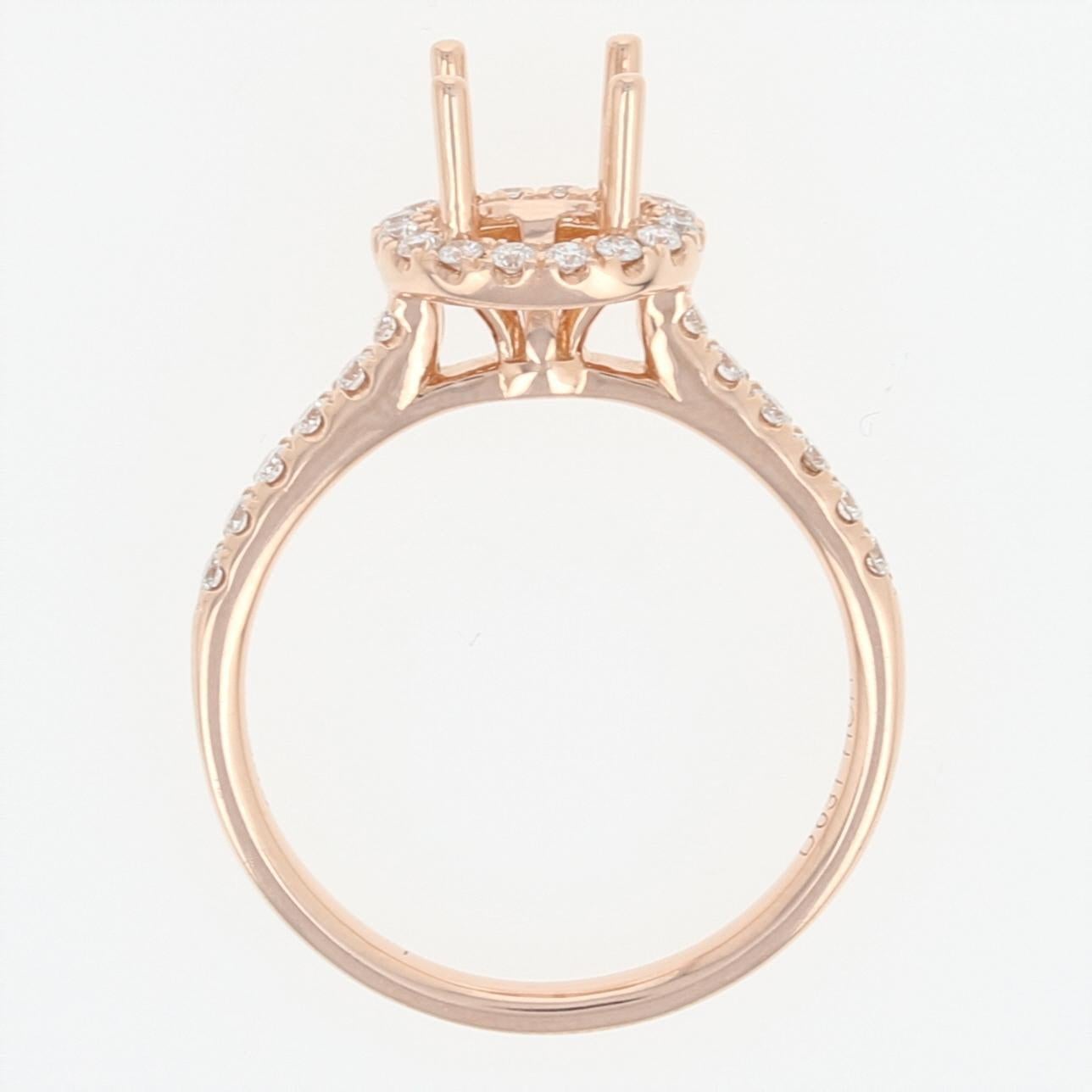 Semi-Mount Halo Engagement Ring, 14 Karat Gold Round Diamonds .31 Carat In New Condition In Greensboro, NC