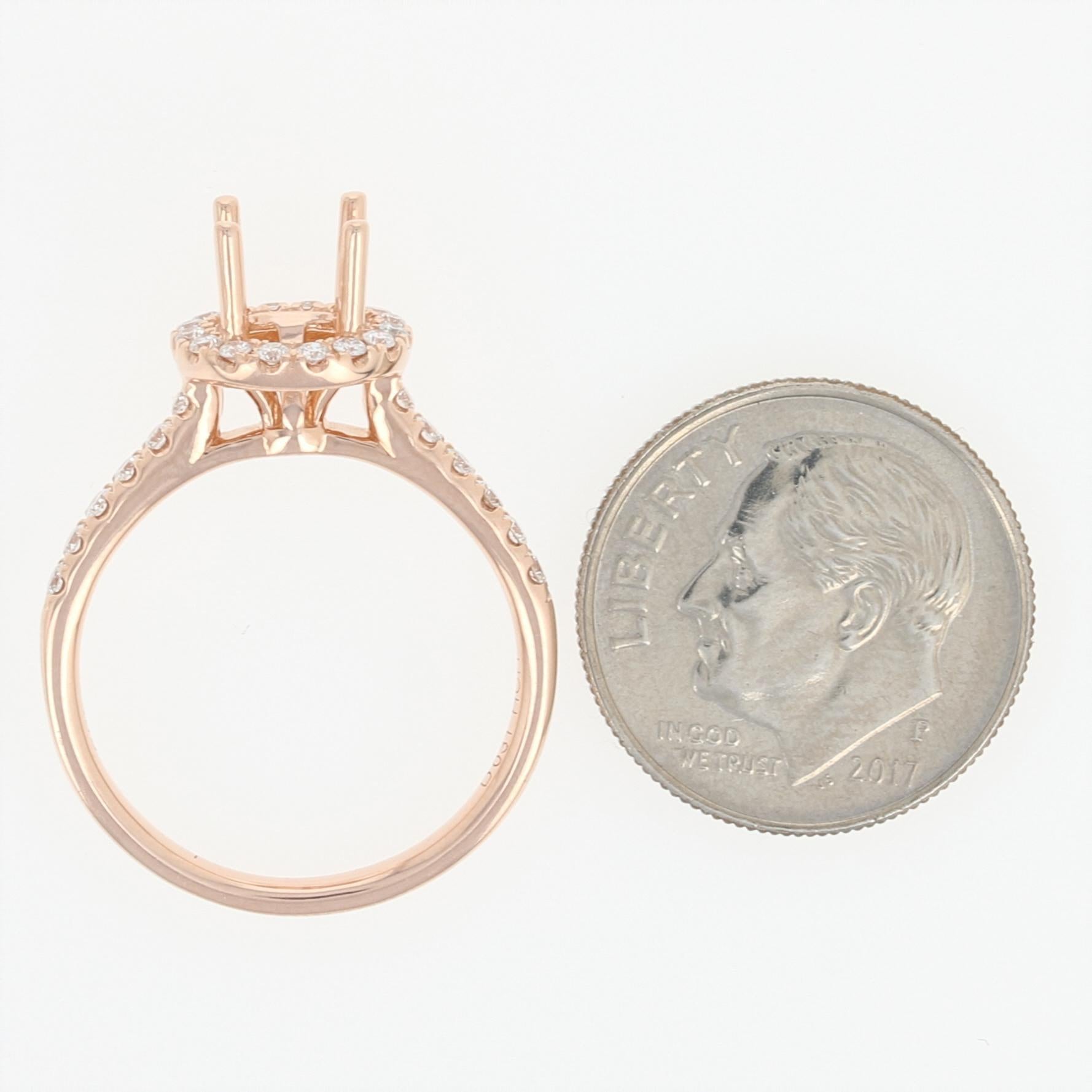 Women's Semi-Mount Halo Engagement Ring, 14 Karat Gold Round Diamonds .31 Carat
