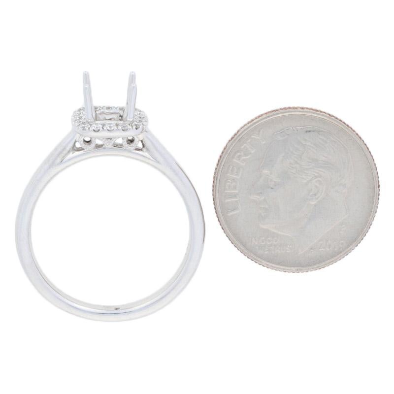 Women's Semi-Mount Halo Engagement Ring 14 Karat White Gold for Center with Diamonds