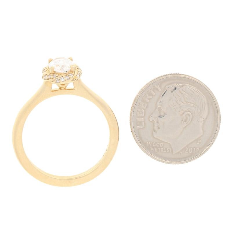 Round Cut Semi-Mount Halo Ring 14 Karat Yellow Gold for Oval Center with Diamonds For Sale
