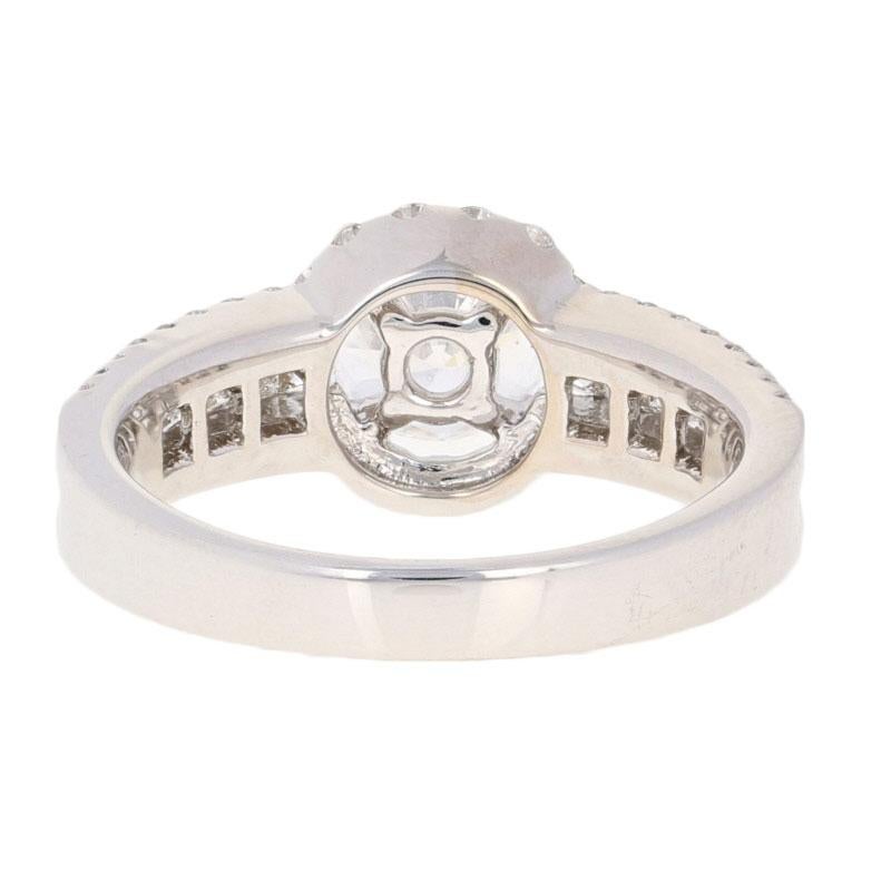 Princess Cut New Semi-Mount Halo Engagement Ring, 18k Gold Diamonds Princess .86ctw