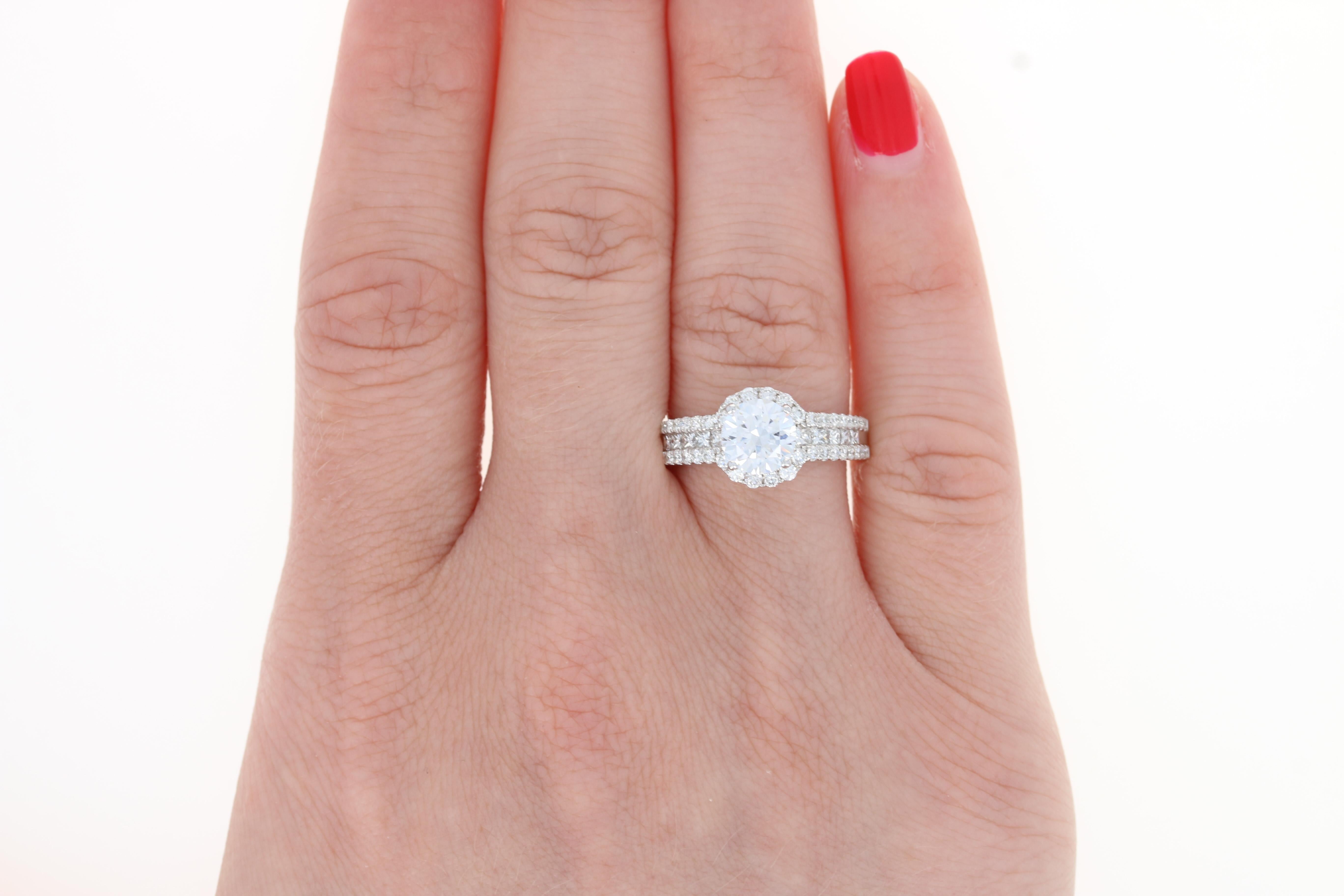 Women's New Semi-Mount Halo Engagement Ring, 18k Gold Diamonds Princess .86ctw