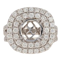 New Semi-Mount Halo Engagement Ring & Wedding Band, 18k Gold 2.35ctw