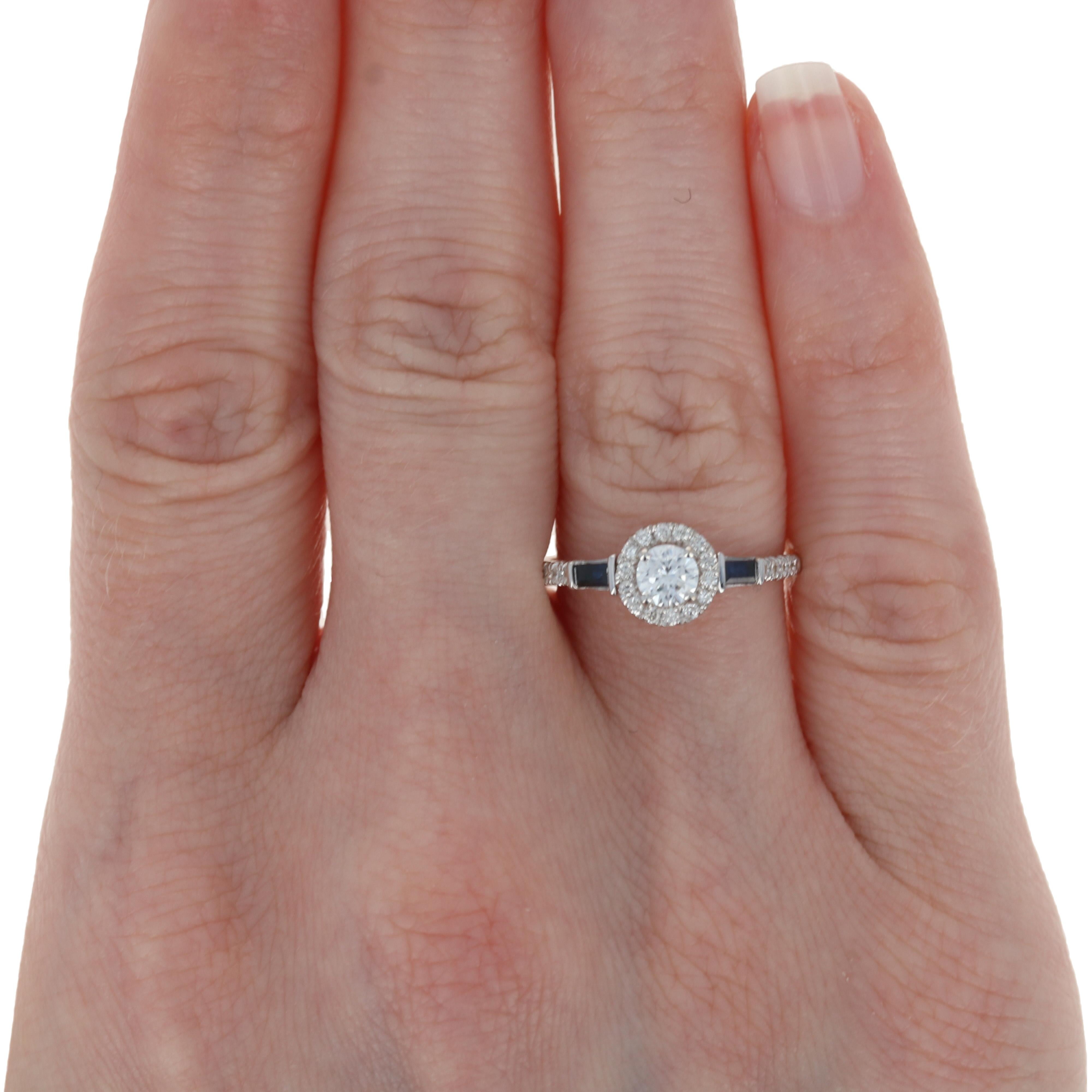 Taille ronde Nouvelle parure de mariage semi-montante, or blanc 14k Diamants et saphirs .85ctw en vente