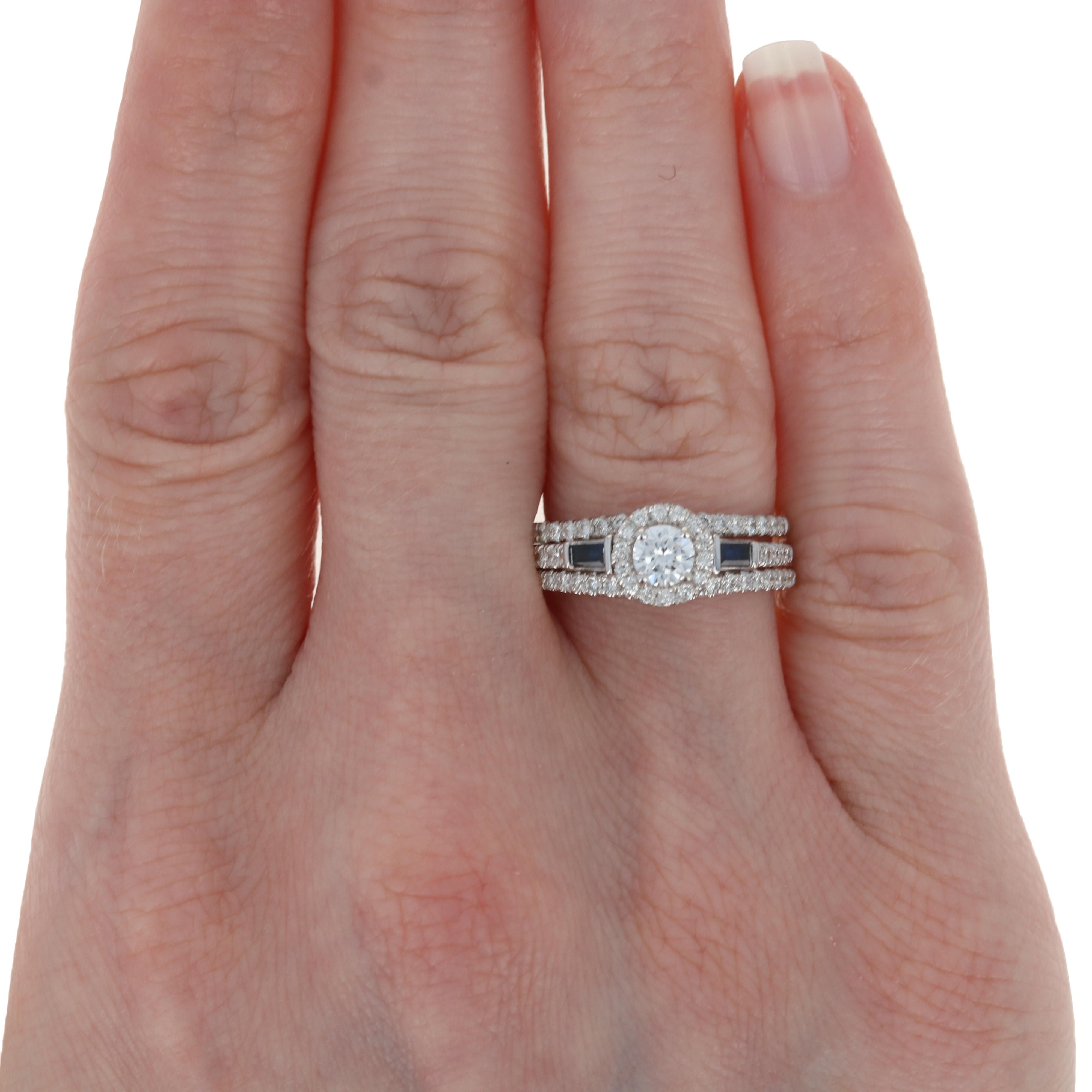 Nouvelle parure de mariage semi-montante, or blanc 14k Diamants et saphirs .85ctw Pour femmes en vente