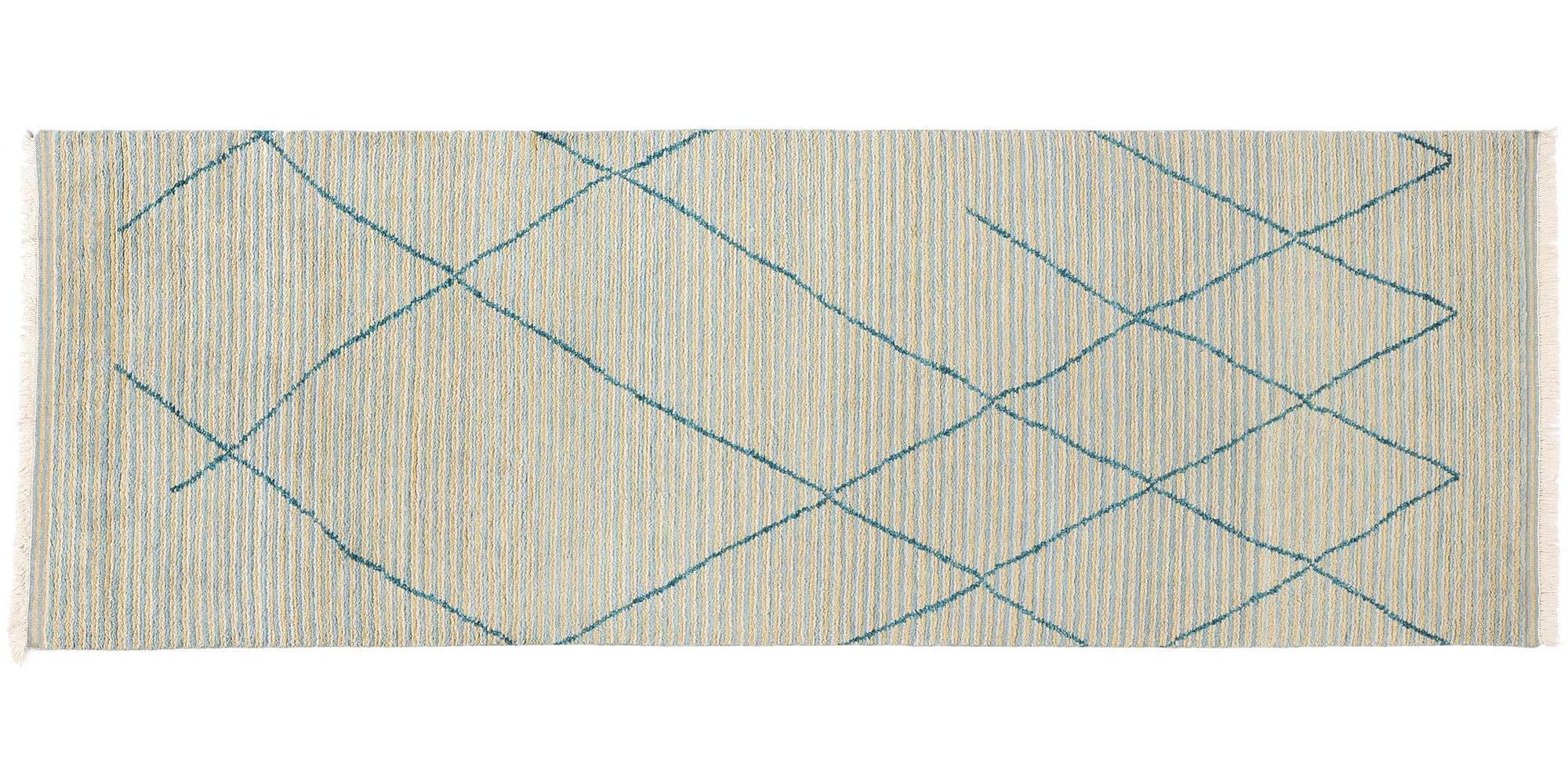 New Serene Strands Modern Moroccan Carpet Runner, 04'03 x 12'02 For Sale 2