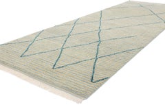 New Serene Strands Modern Moroccan Carpet Runner, 04'03 x 12'02