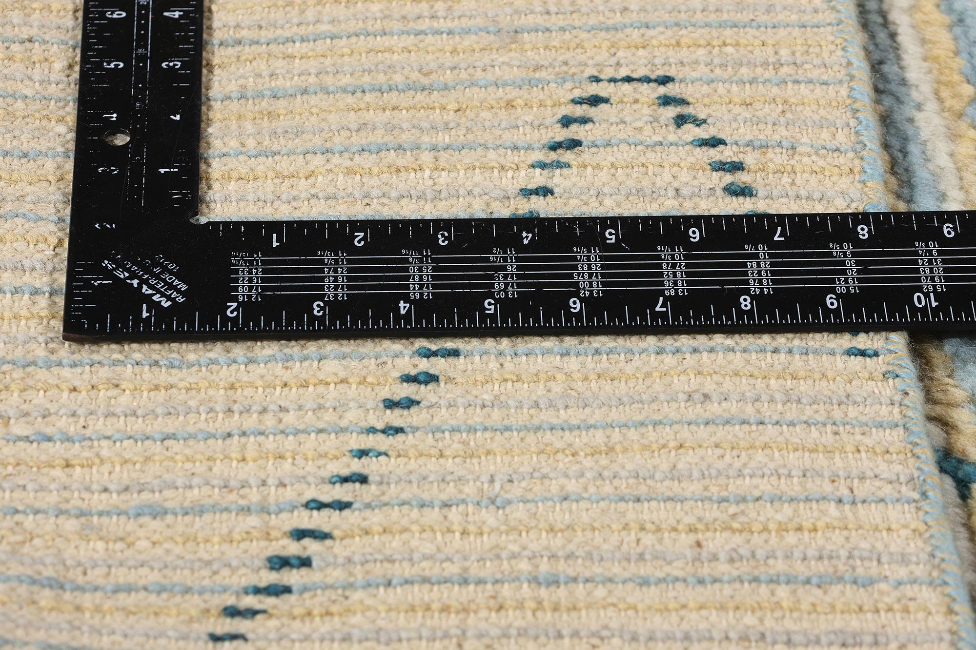 New Serene Strands Modern Moroccan Carpet Runner, 04'03 x 12'02 In New Condition For Sale In Dallas, TX