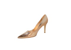 NEW Sergio Rossi Exotic Metallic Blush Nude Pumps High Heels 38.5
