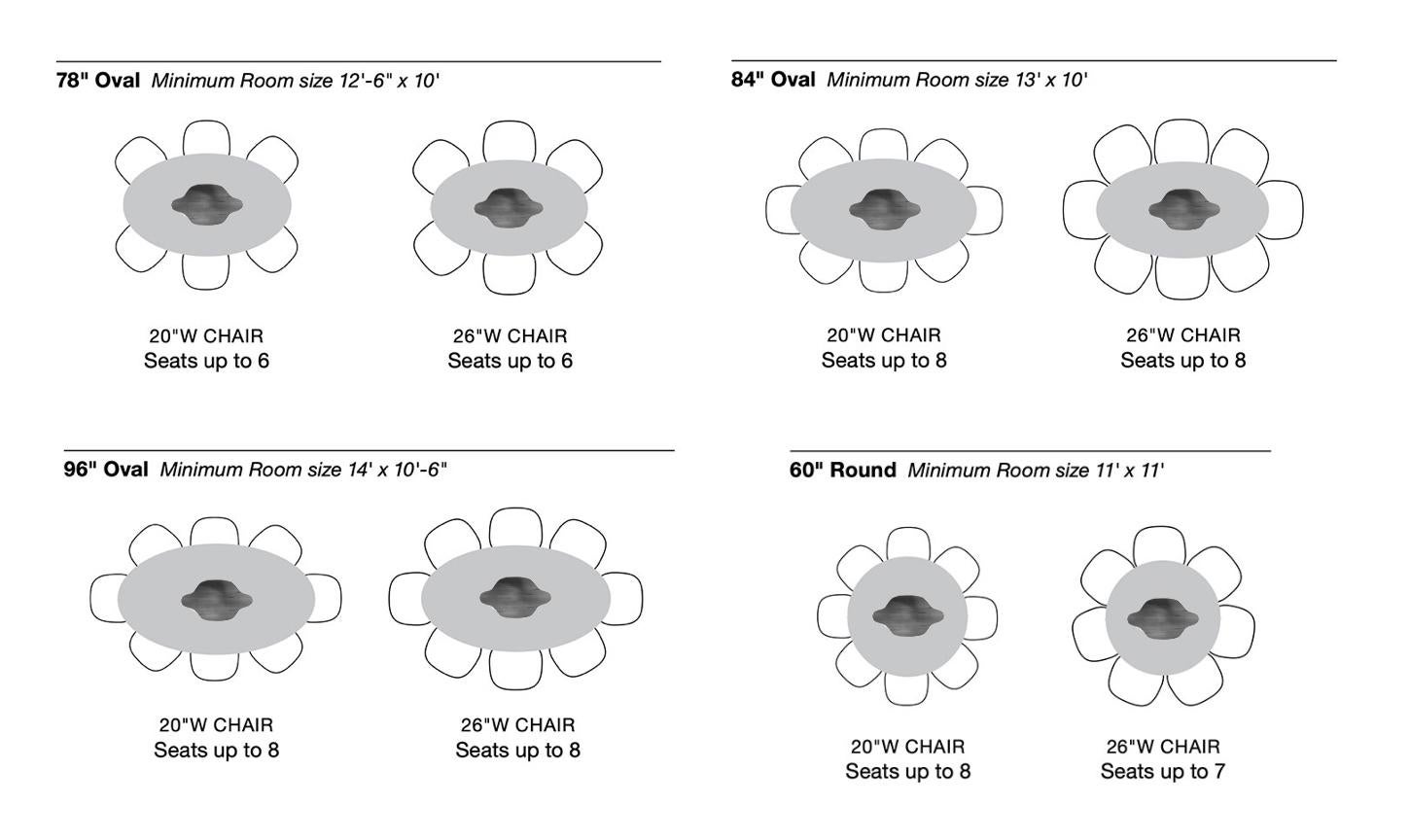 Modern New Series Dining Table in Walnut Oval and Round For Sale