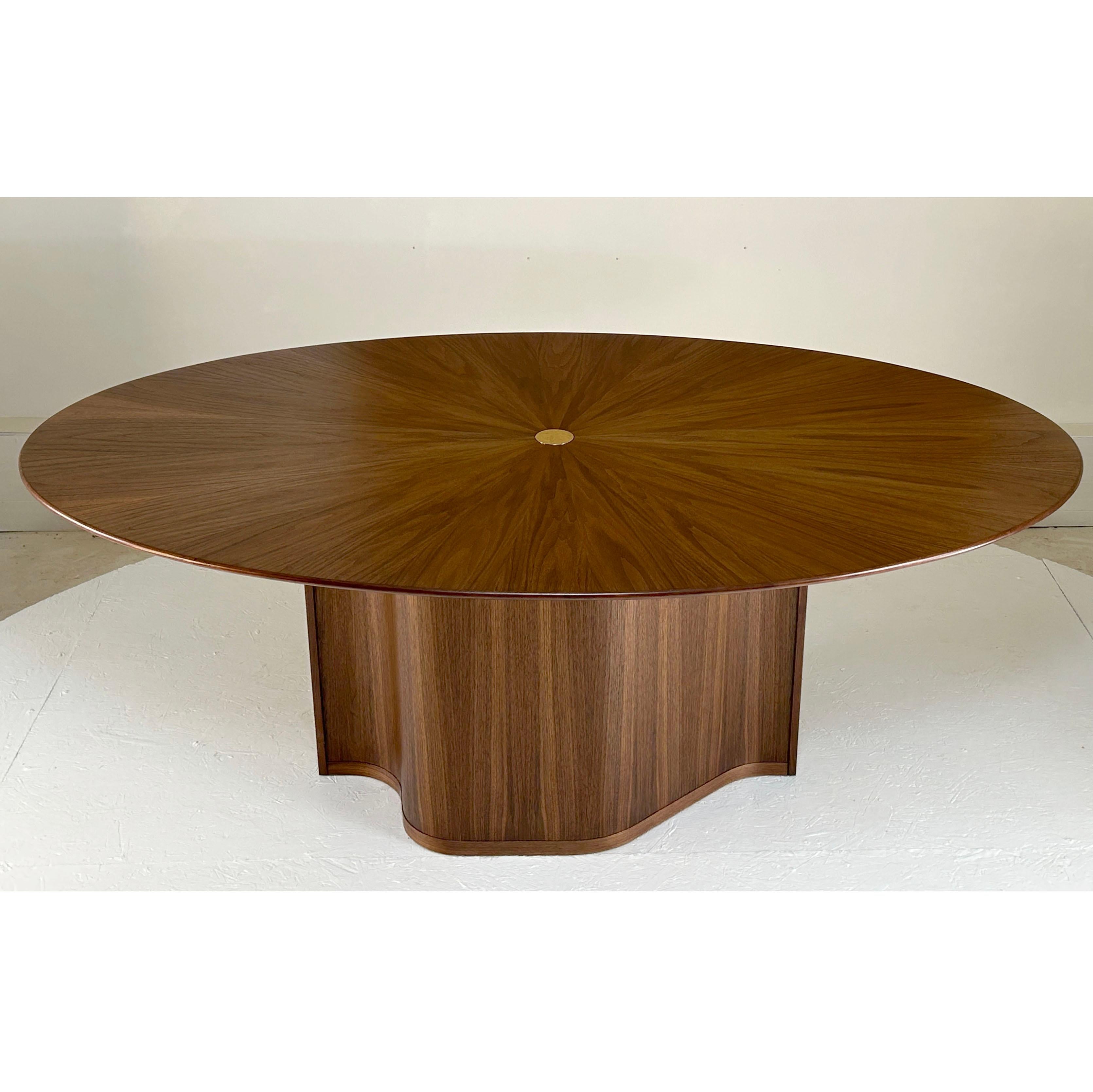 Parquetry New Series Dining Table in Walnut Oval and Round For Sale