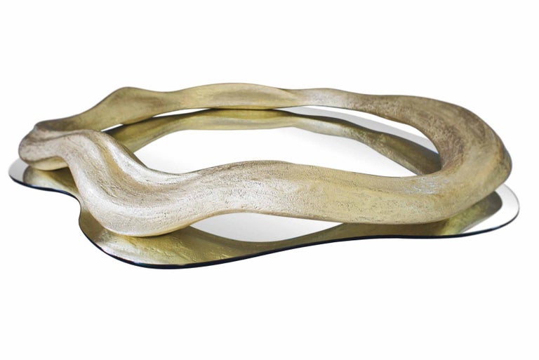 New Set of 3 Mirrors in Resin and Fiberglass Lacquered Color Gold For