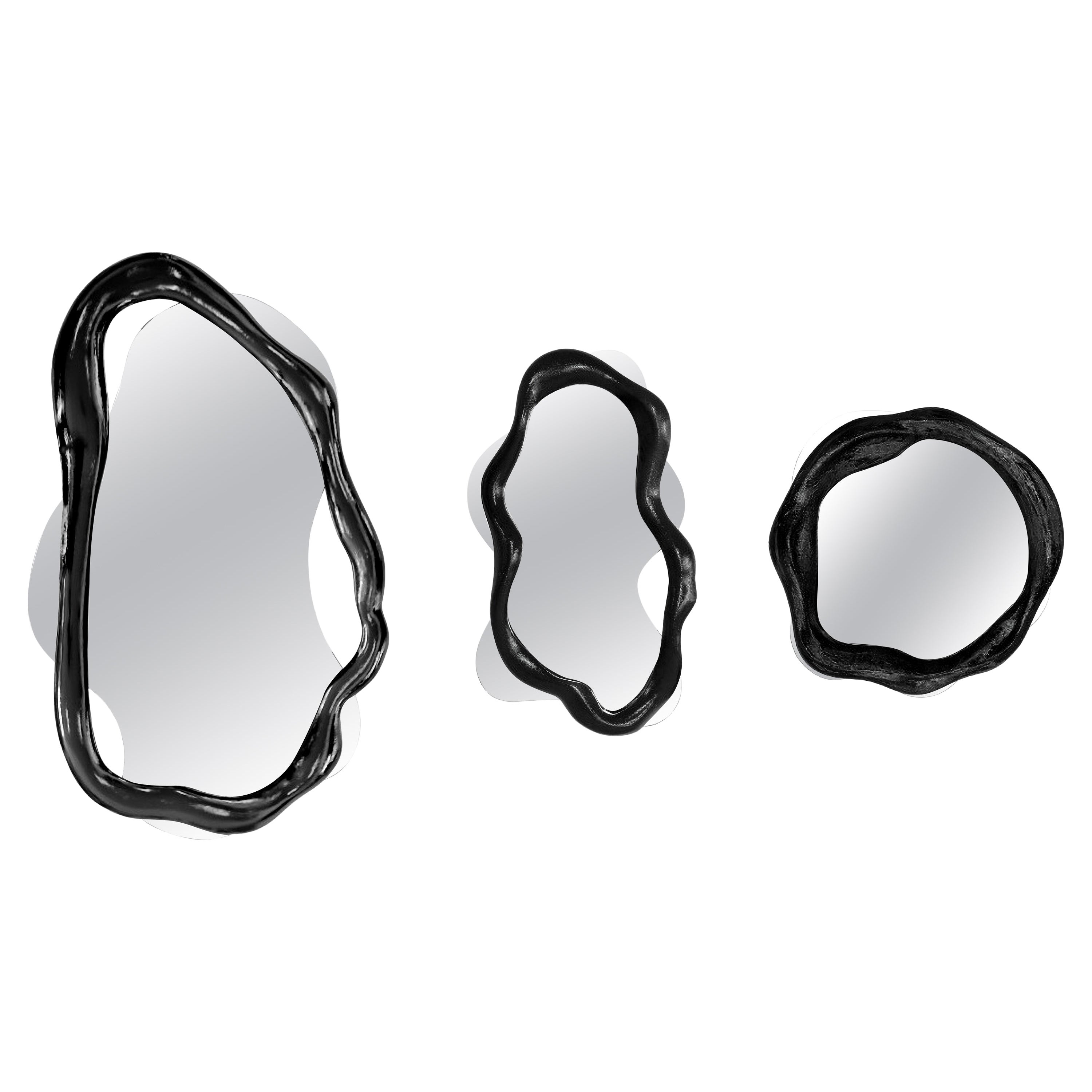 New Set of 3 Mirrors in Resin and Fiberglass Lacquered For Sale