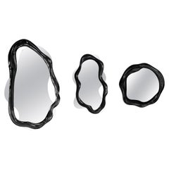 Nouveau ensemble de 3 miroirs laqués en résine et fibre de verre
