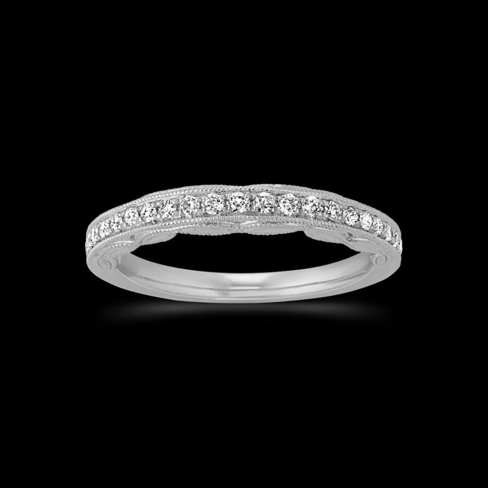 NEW / Shane Co. 0.25 CWT Diamond (VS1-VS2/G-H) Engraved wedding band / 14K For Sale 9