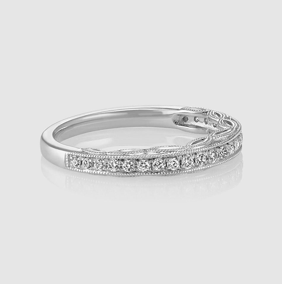 NEW / Shane Co. 0.25 CWT Diamond (VS1-VS2/G-H) Engraved wedding band / 14K For Sale 3