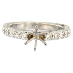 Used New Shared Prong Diamond Straight Semi Mount Ring in 14K White Gold