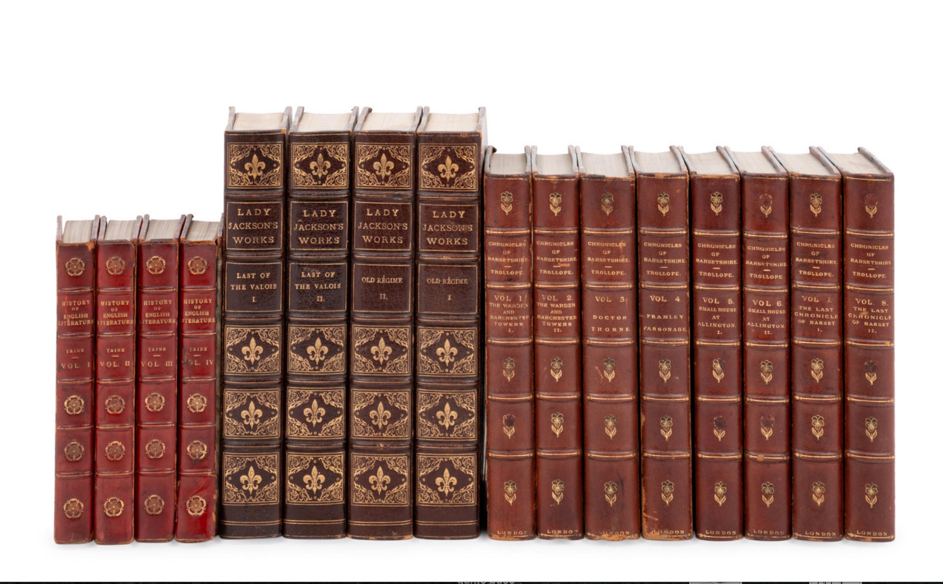 XIXe siècle Nouvelle expédition de plus de 200 livres reliés en cuir en anglais, Photo's Are of Sets en vente