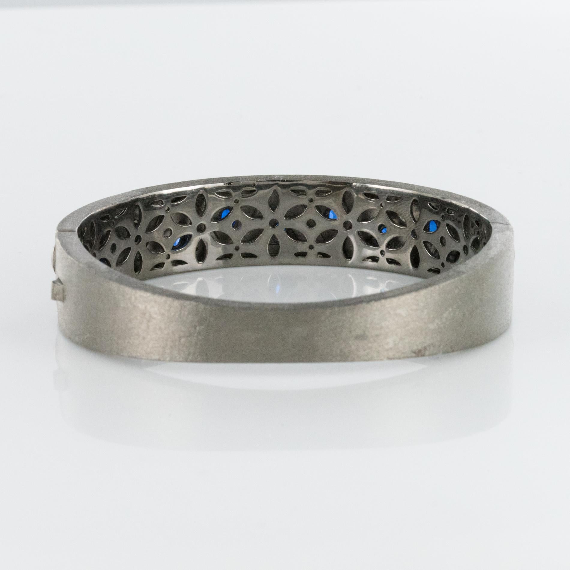 New Silver Diamond Kyanites Bangle Bracelet For Sale 11