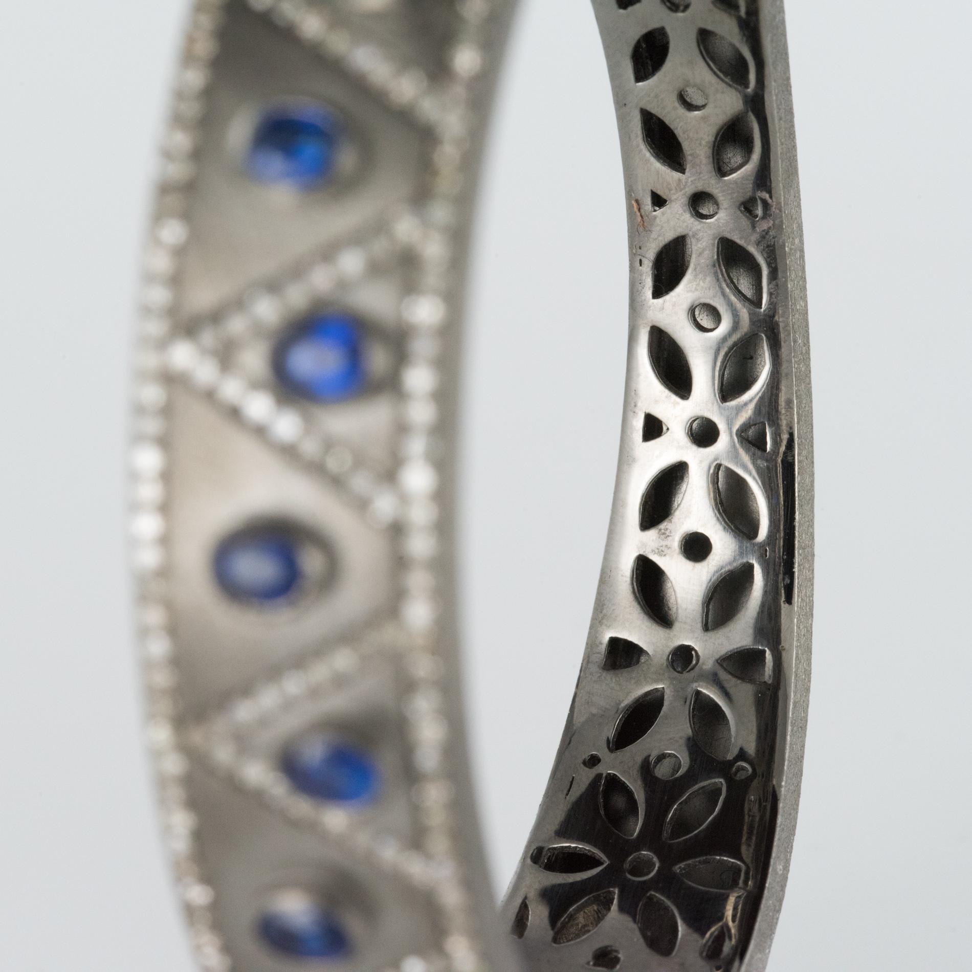 Women's New Silver Diamond Kyanites Bangle Bracelet For Sale