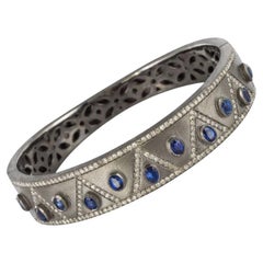 New Silver Diamond Kyanites Bangle Bracelet
