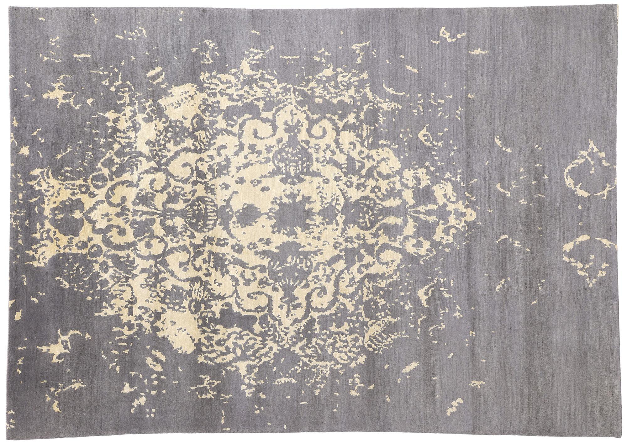 Tappeto contemporaneo New Silver Modern Damask, 06'10 x 09'08 in vendita 2