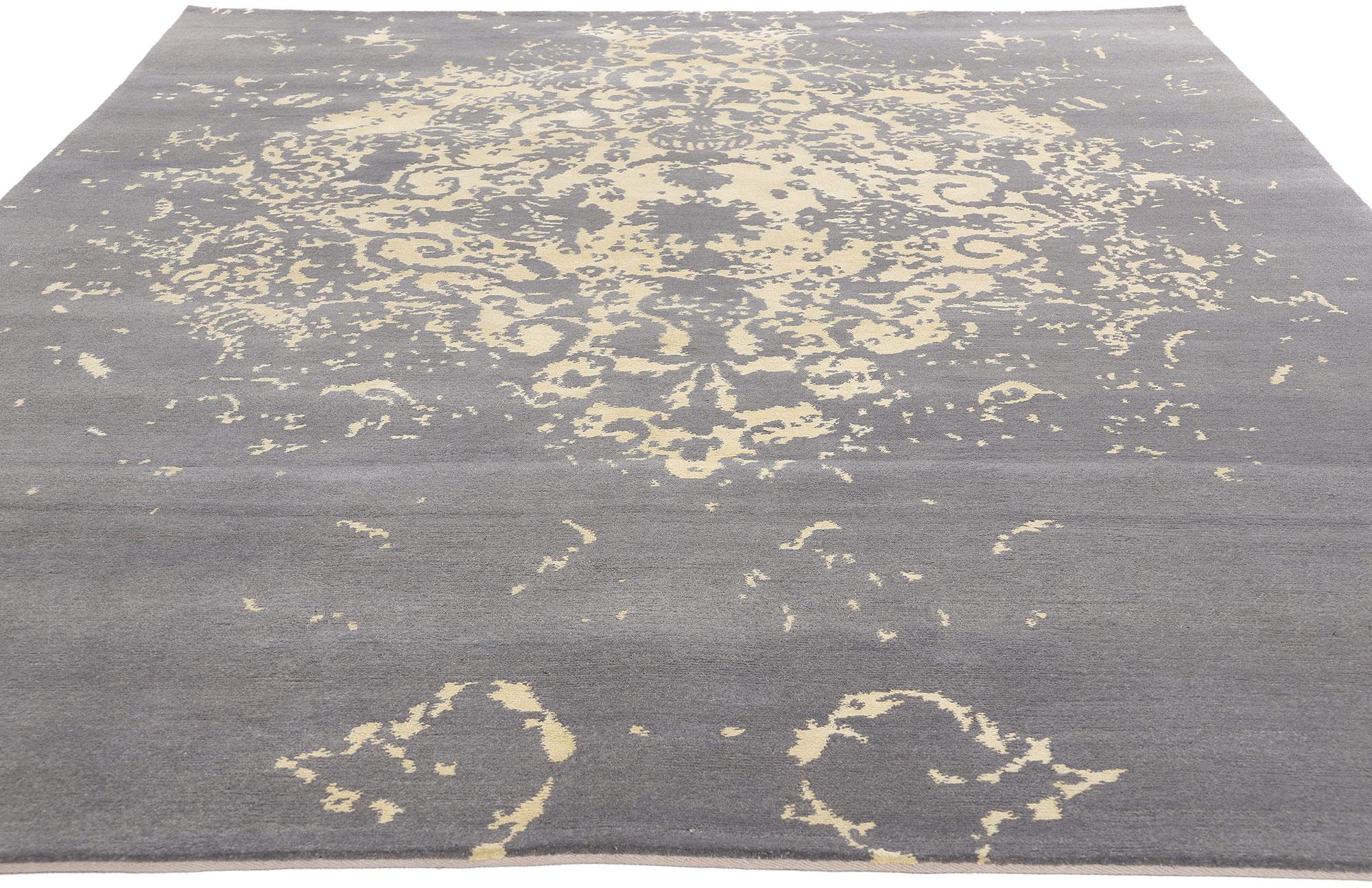 Postmoderno Tappeto contemporaneo New Silver Modern Damask, 06'10 x 09'08 in vendita