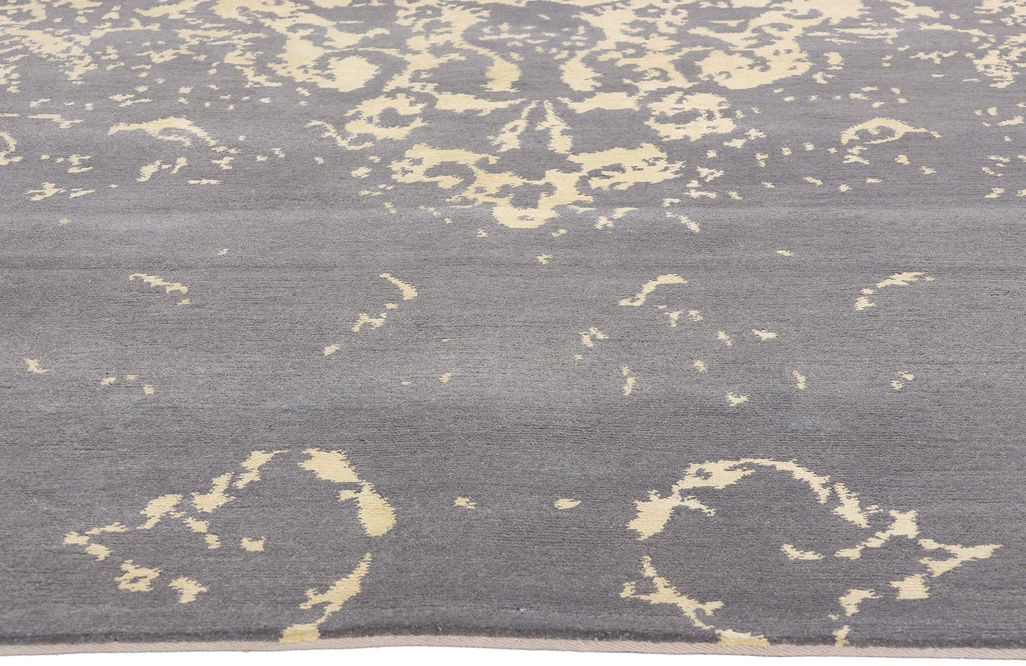 Indiano Tappeto contemporaneo New Silver Modern Damask, 06'10 x 09'08 in vendita