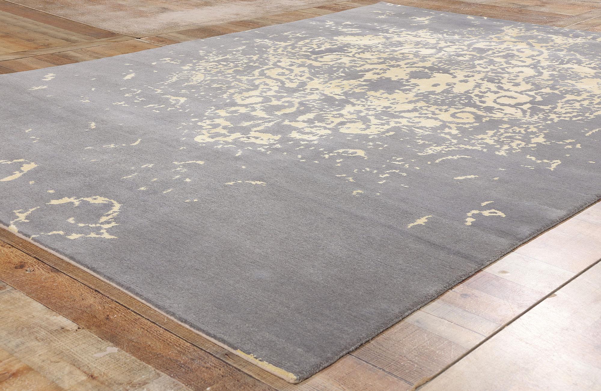 XXI secolo e contemporaneo Tappeto contemporaneo New Silver Modern Damask, 06'10 x 09'08 in vendita