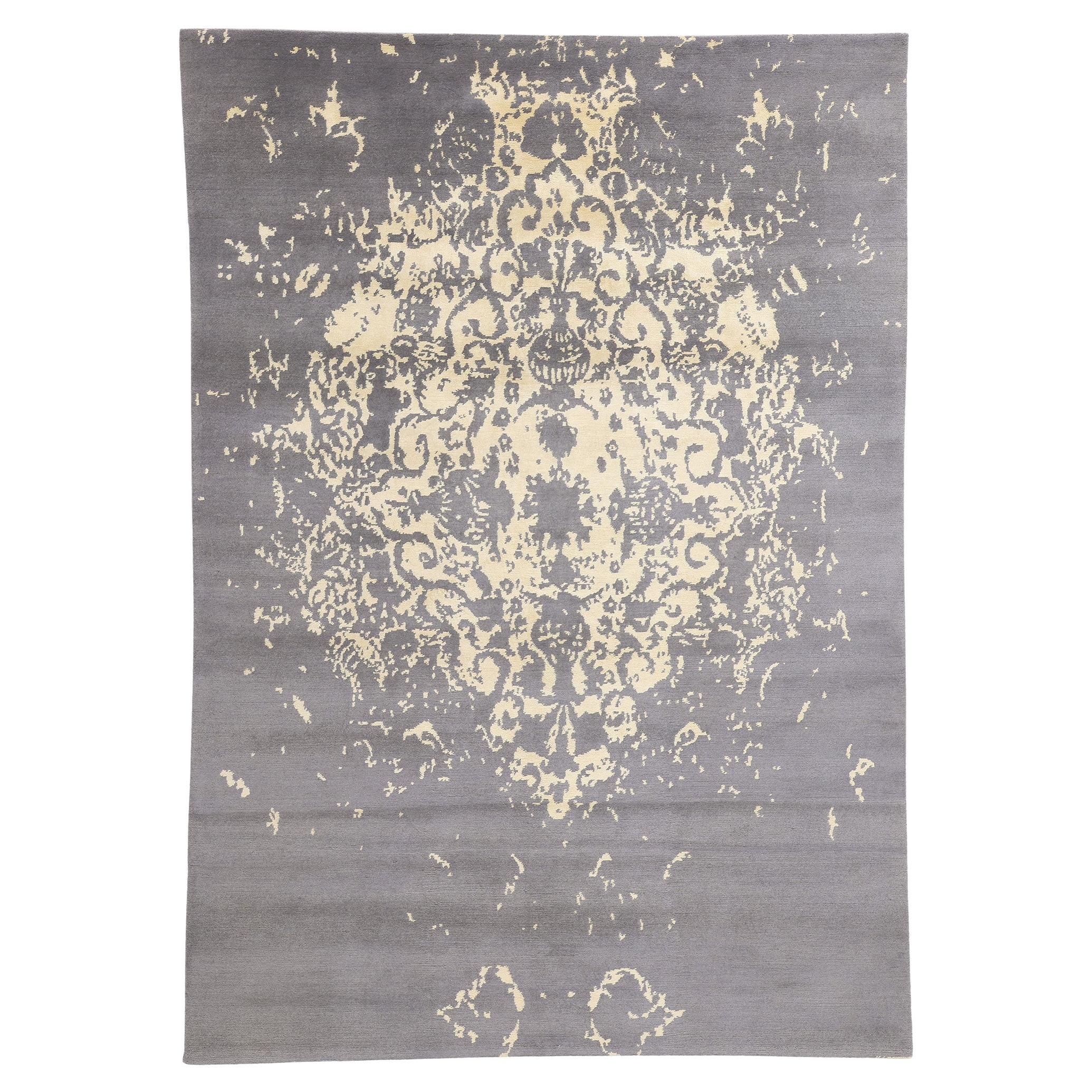 Tappeto contemporaneo New Silver Modern Damask, 06'10 x 09'08