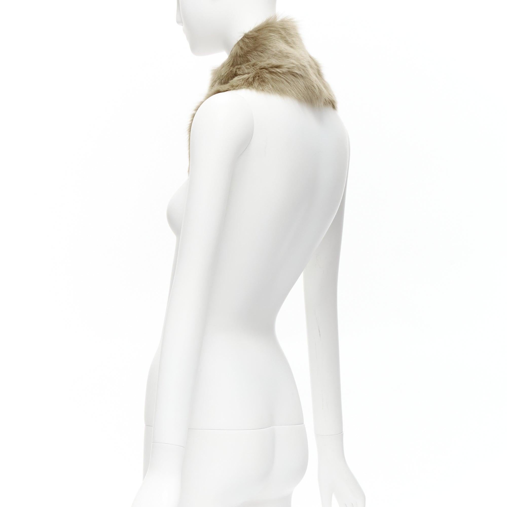 new SIMONE ROCHA brown genuine fur leather clear bead embellished collar For Sale 2