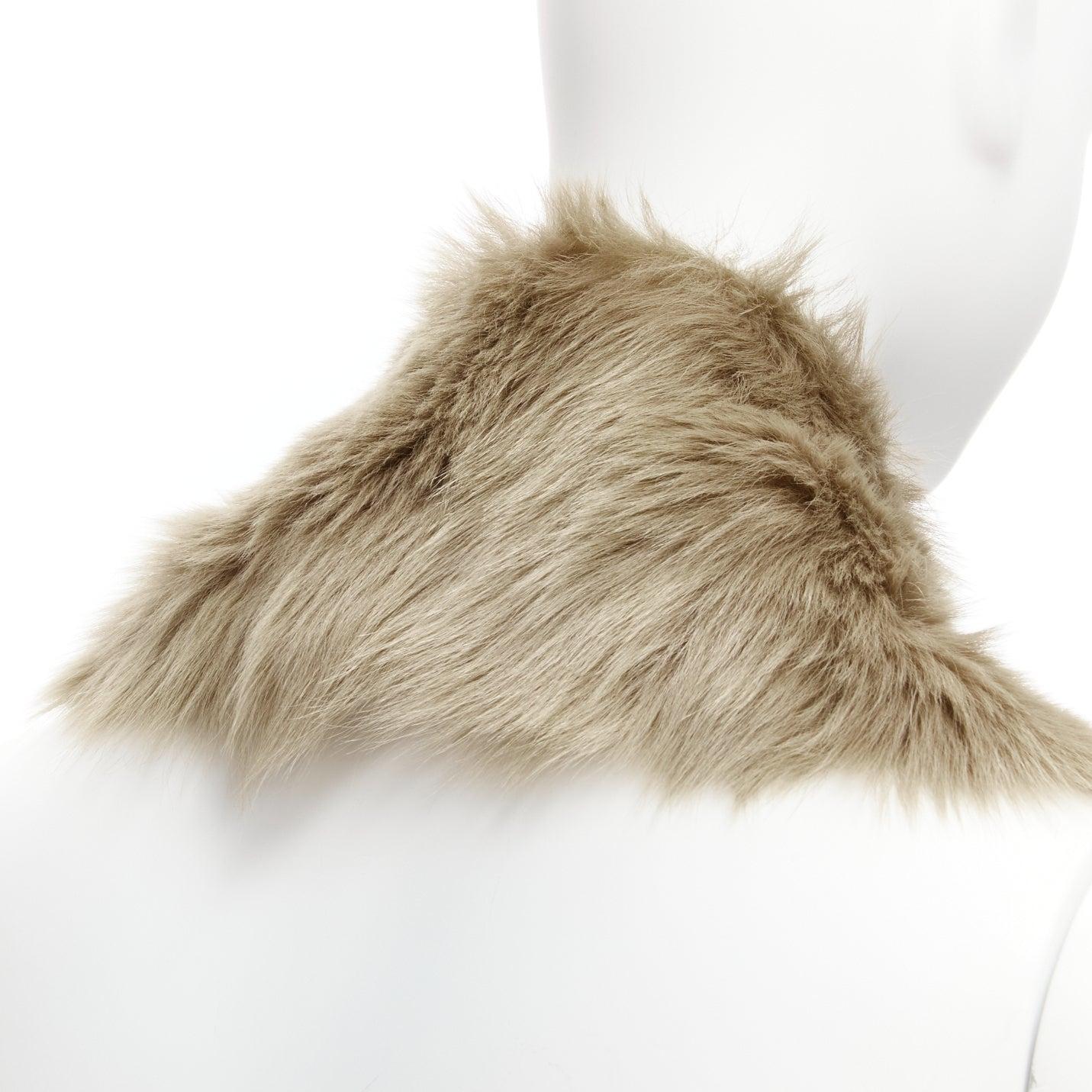 new SIMONE ROCHA brown genuine fur leather clear bead embellished collar For Sale 3