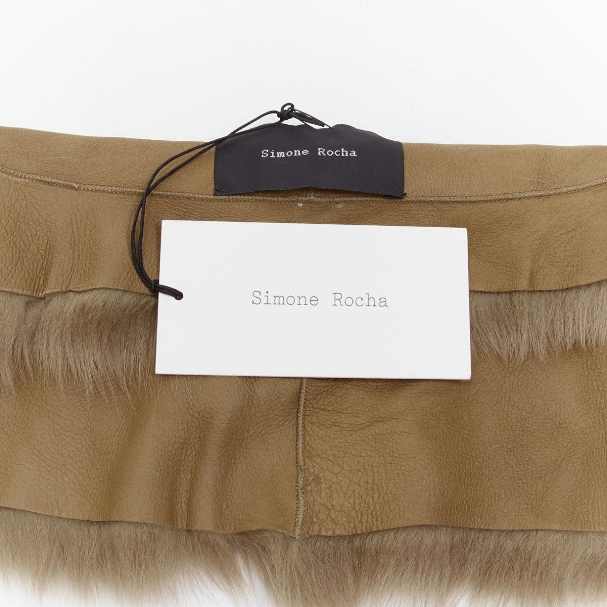 new SIMONE ROCHA brown genuine fur leather clear bead embellished collar For Sale 4
