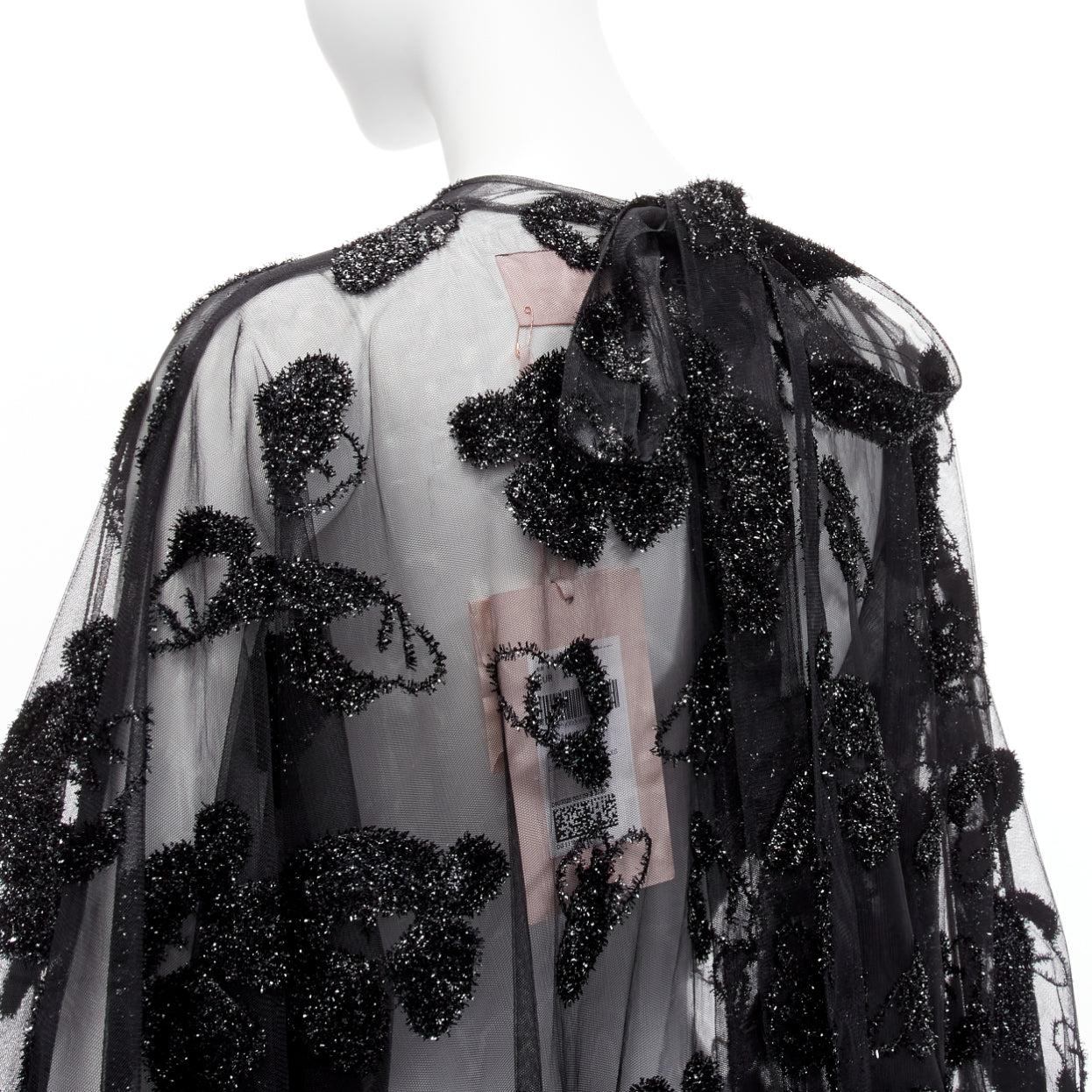 new SIMONE ROCHA H&M black tinsel floral embroidery sheer dolman midi dress UK6 XS
Reference: LNKO/A02188
Brand: Simone Rocha
Collection: H&M
Material: Polyester
Color: Black
Pattern: Solid
Closure: Button
Extra Details: Back buttons.
Made in: