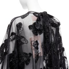 new SIMONE ROCHA H&M tinsel floral embroidery sheer dolman midi dress UK6 XS