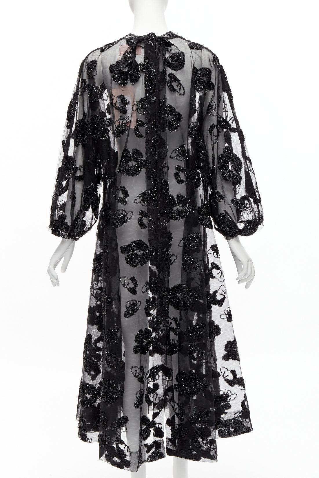new SIMONE ROCHA H&M tinsel floral embroidery sheer dolman midi dress UK6 XS 1