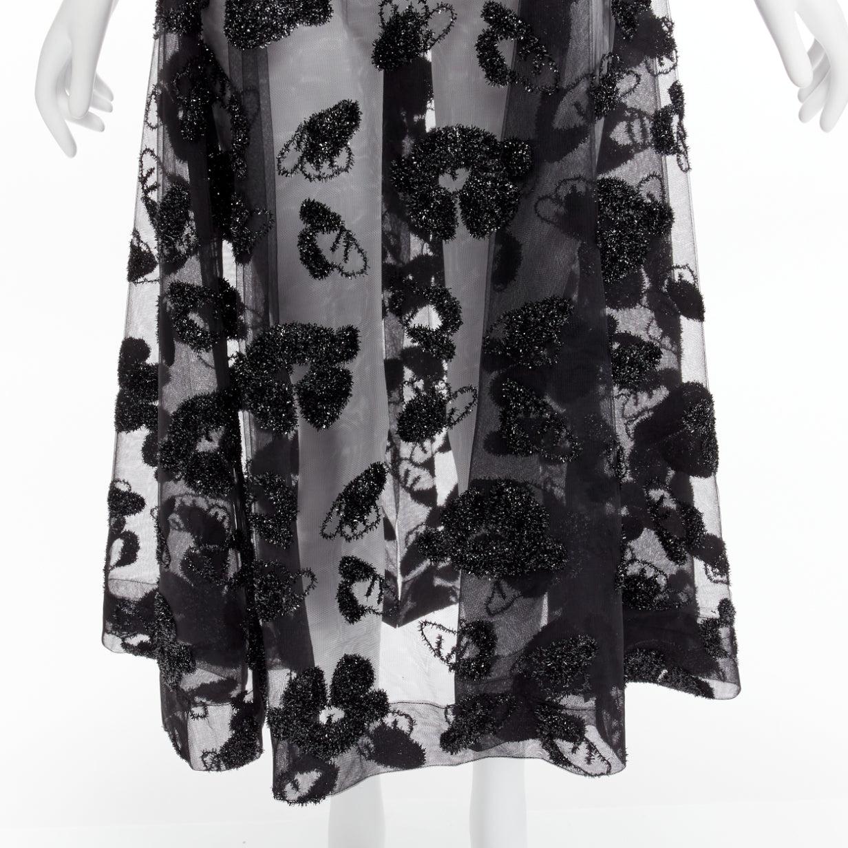 new SIMONE ROCHA H&M tinsel floral embroidery sheer dolman midi dress UK6 XS 4