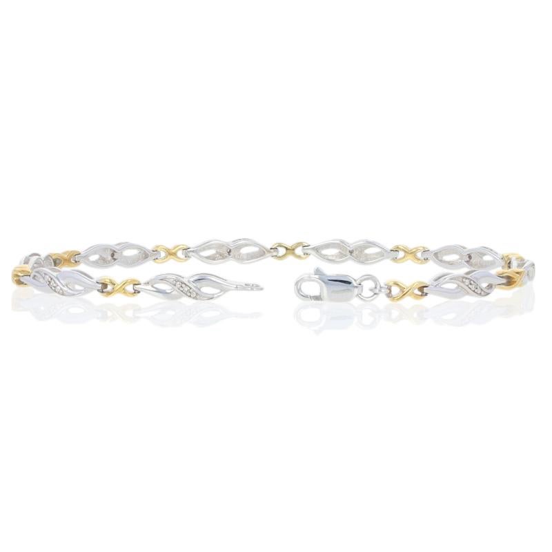 Single Cut Diamond-Accented Bracelet Silver & 14k Gold In New Condition For Sale In Greensboro, NC