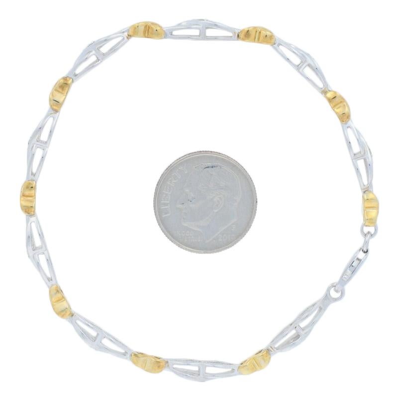 Single Cut Diamond-Accented Bracelet Silver & 14k Gold For Sale 1