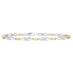 Bracelet en argent et or 14 carats avec diamants taille unique