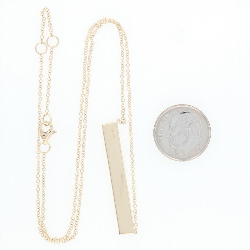 Single Cut Diamond-Accented Engraveable Bar Necklace, 14 Karat Gold Adjustable 1