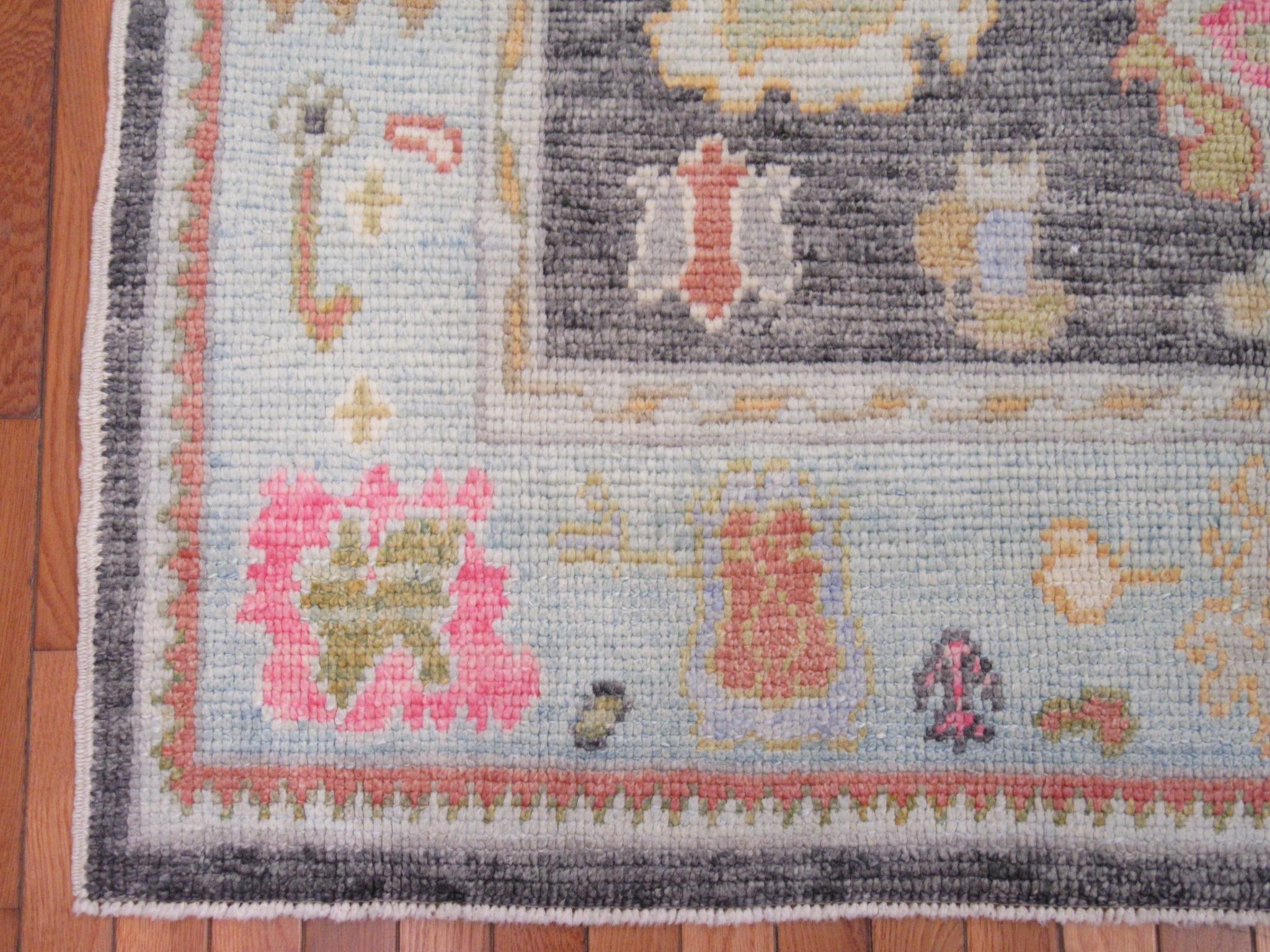 Hand-Knotted New Small Turkish Oushak Rug