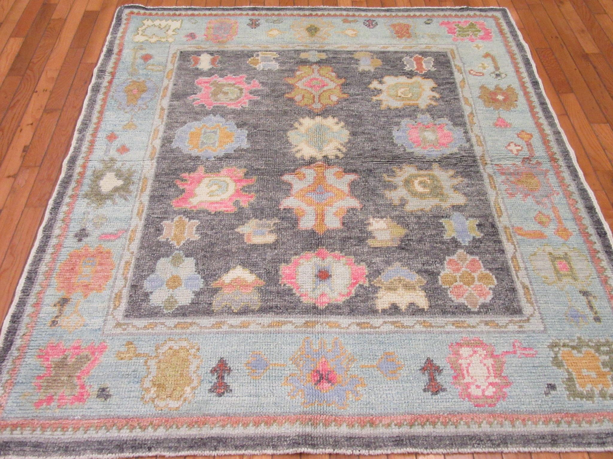 Contemporary New Small Turkish Oushak Rug